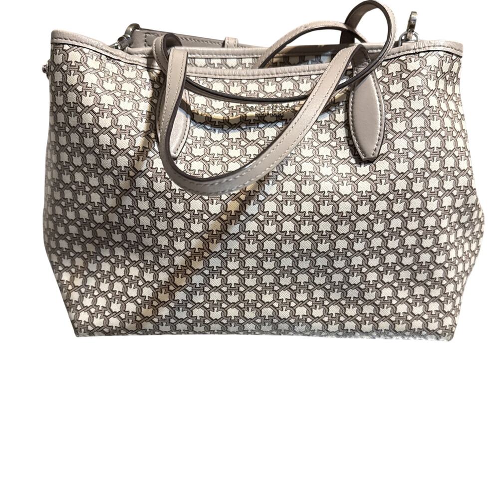kate spade vanilla taupe interlocking spades coated canvas tote